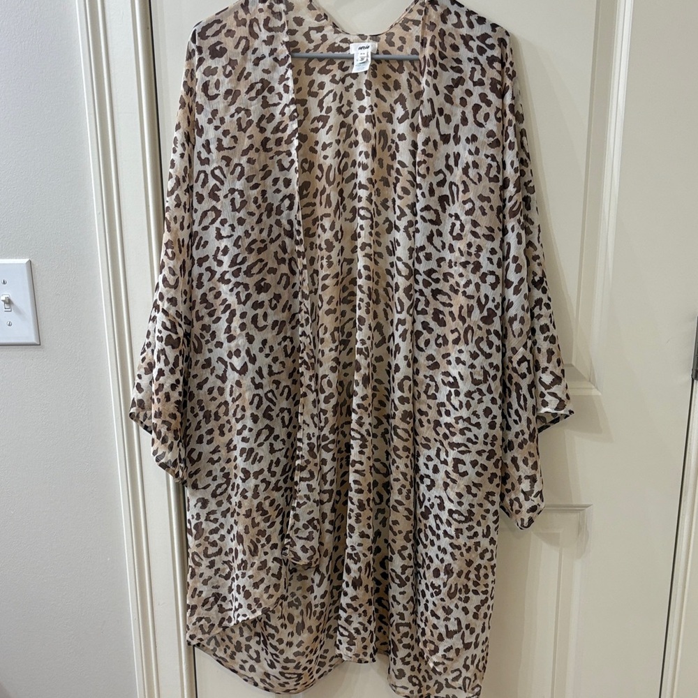 Leopard Print Kimono Cardigan swim Aerie one size